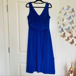 Royal blue midi cocktail dress with built in shaper